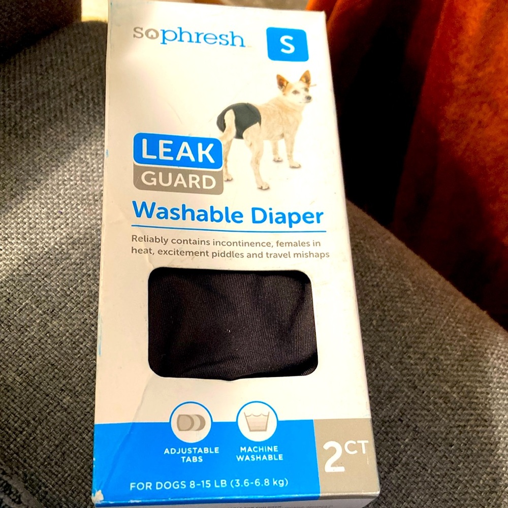 NWT. 2-pack black  Leak Guard Washable Diaper size small. 8-15 lbs